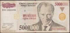7.Emisyon 5 000 000 Lira D02 386898 Çok Temiz