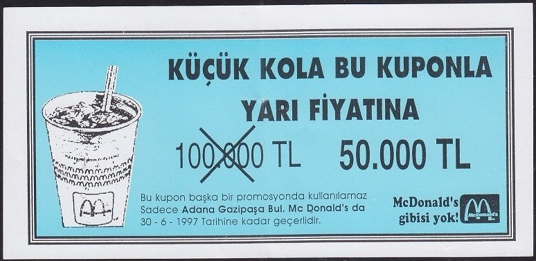 MC DONALDS İNDİRİM KUPONU 1997