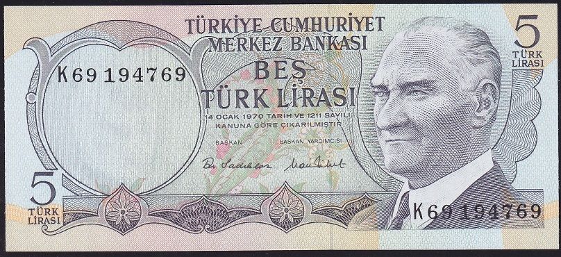 6.Emisyon 2.Tertip 5 Lira K69 194769 Çil
