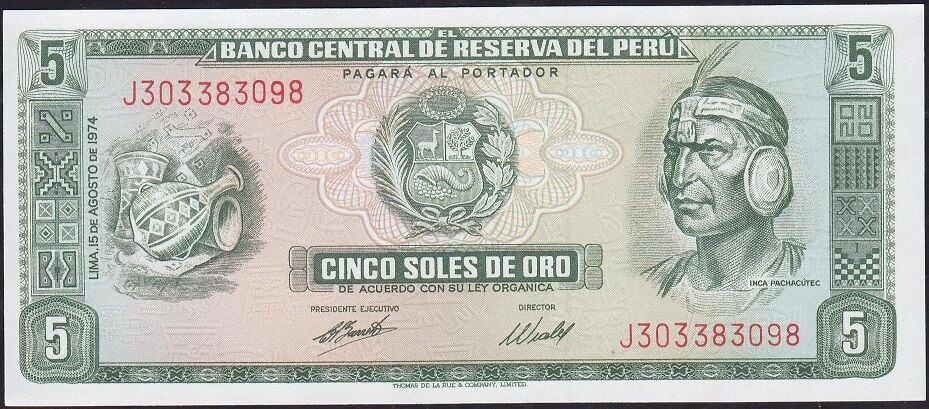 Peru 5 Soles 1974 Çil Pick 99