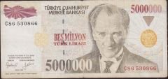 7.Emisyon 5 000 000 Lira C86 530866 Çok Temiz