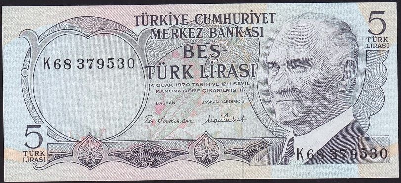 6.Emisyon 2.Tertip 5 Lira K68 379530 Çil