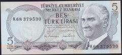 6.Emisyon 2.Tertip 5 Lira K68 379530 Çil