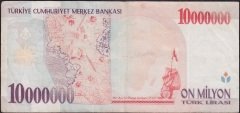 7.Emisyon 10 000 000 Lira C86 191688 Çok Temiz