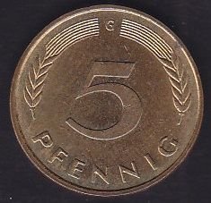 Almanya 5 Pfennig 1990 G