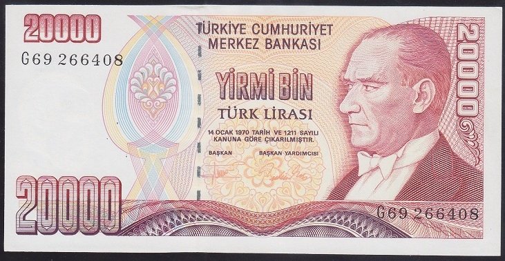 7.EMİSYON 2.TERTİP 20000 LİRA G69 266408 ÇİLALTI ÇİL