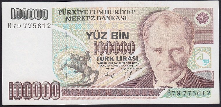7.EMİSYON 1.TERTİP 100000 LİRA B79 775612 ÇİLALTI ÇİL