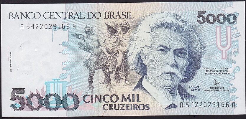 Brezilya 5000 Cruzeiros 1990 Çil Pick 232