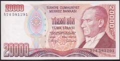 7.Emisyon 1.Tertip 20000 Lira A74 581291 Ççt Çilaltı