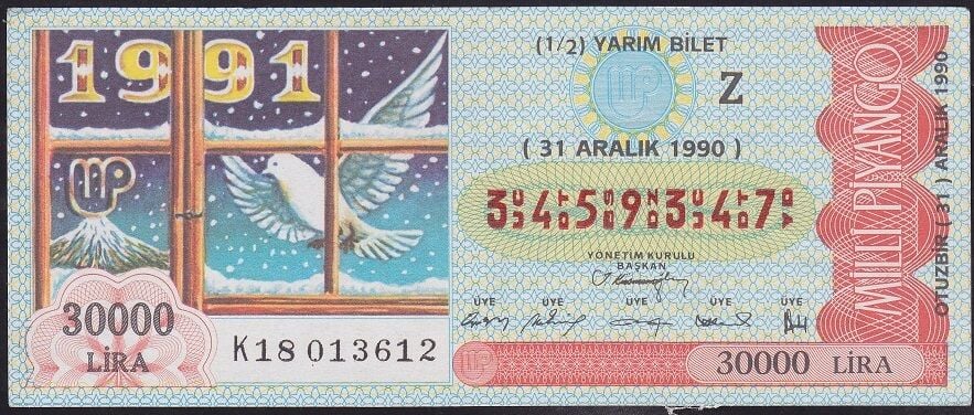 1990 31 Aralık Yarım Bilet - Z Serisi