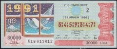 1990 31 Aralık Yarım Bilet - Z Serisi