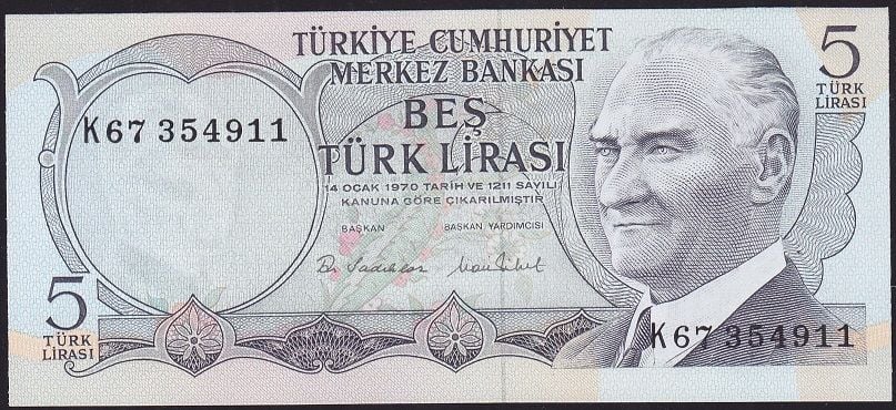 6.Emisyon 2.Tertip 5 Lira K67 354911 Çil