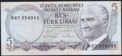 6.Emisyon 2.Tertip 5 Lira K67 354911 Çil
