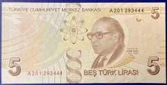 9.Emisyon 1.Tertip 5 Lira A201 293444 Çil