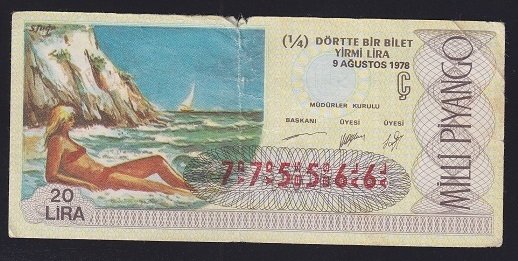 1978 9 AĞUSTOS ÇEYREK BİLET 775566