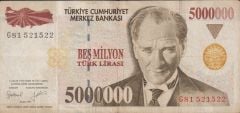 7.Emisyon 5 000 000 Lira G81 521522 Çok Temiz