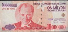 7.Emisyon 10 000 000 Lira C03 420588 Çok Temiz