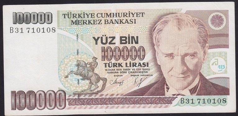 7.EMİSYON 1.TERTİP 100000 LİRA B31 710108 ÇÇT