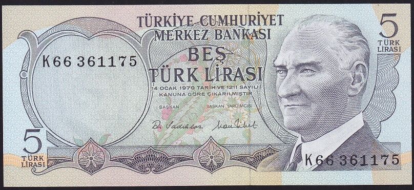 6.Emisyon 2.Tertip 5 Lira K66 361175 Çil