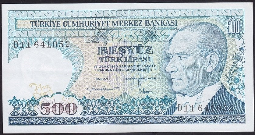 7.Emisyon 2.Tertip 500 Lira D11 641052 Ççt Çilaltı