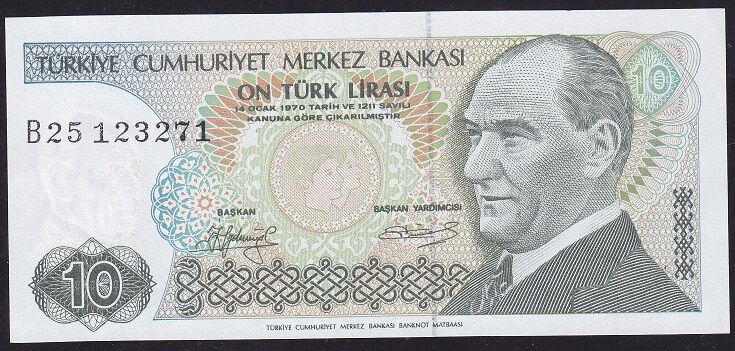 7.Emisyon 1.Tertip 10 Lira B25 123271 Çil