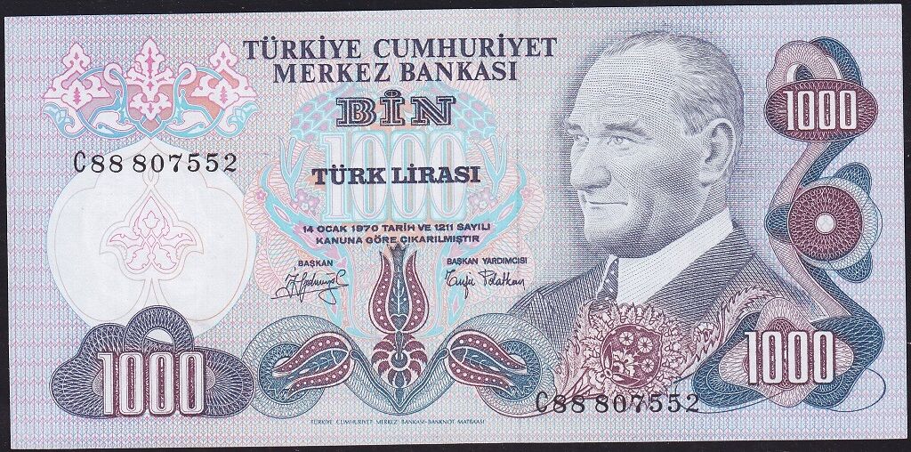 6.Emisyon 2.Tertip 1000 Lira C88 807552 Çilaltı Çil