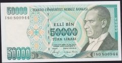 7.Emisyon 1.Tertip 50000 Lira I80 800944 Çilaltı