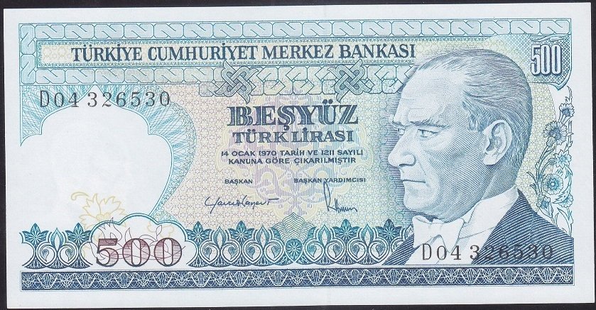 7.Emisyon 2.Tertip 500 Lira D04 326530 Çil