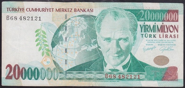 7.EMİSYON 20 000 000 LİRA B68 482121 ÇOK TEMİZ +