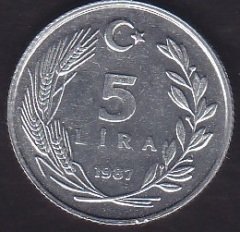1987 YILI 5 LİRA ÇİLALTI ÇİL