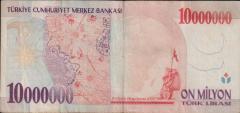7.Emisyon 10 000 000 Lira C01 598039 Çok Temiz