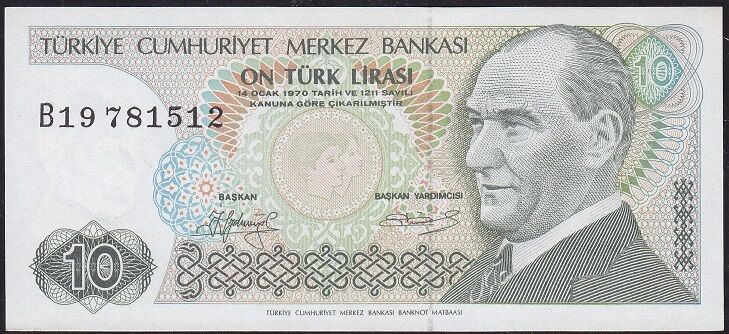 7.Emisyon 1.Tertip 10 Lira B19 781512 Çil