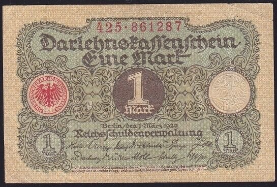 Almanya 1 Mark 1920 Çok Temiz+