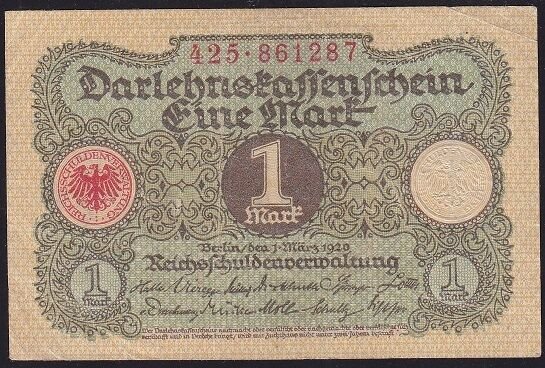 Almanya 1 Mark 1920 Çok Temiz+