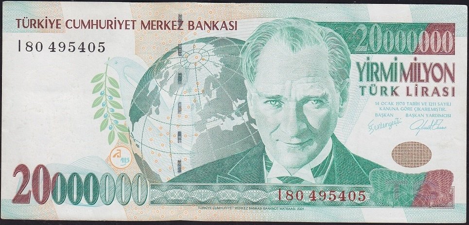 7.Emisyon 20 000 000 Lira I80 495405 Çok Çok Temiz+