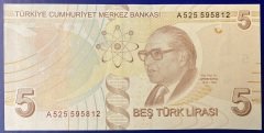 9.Emisyon 1.Tertip 5 Lira A525 595812 Çilaltı Çil