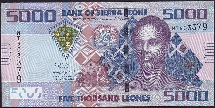 Sierra Leone 5000 Leones 2021 Çil Pick 32f