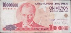 7.Emisyon 10 000 000 Lira B83 121753 Çok Temiz