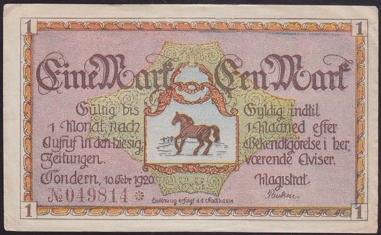 ALMANYA 1 MARK NOTGELD 1920 ÇİLALTI ÇİL
