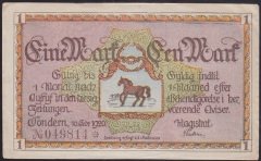 ALMANYA 1 MARK NOTGELD 1920 ÇİLALTI ÇİL