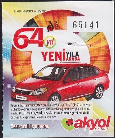 AKYOL MARKET ÇEKİLİŞ KUPONU -2011