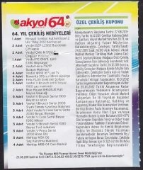 AKYOL MARKET ÇEKİLİŞ KUPONU -2011