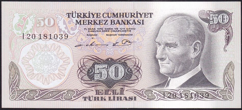 6.Emisyon 1.Tertip 50 Lira I20 181039 Çil