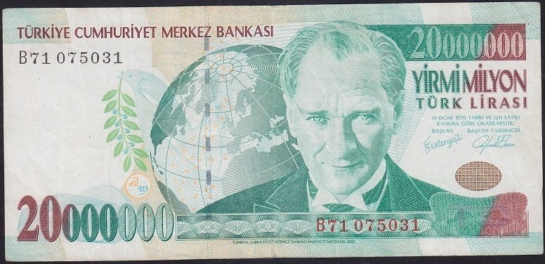 7.EMİSYON 20 000 000 LİRA B71 075031 ÇOK TEMİZ +