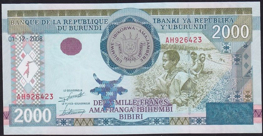 Burundi 2000 Frank 2008 Çil Pick 47