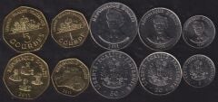 Haitİ 5 Parça Madeni Para Seti Çil 5 20 50 Cents 1 5 Gourdes 1995 2011,