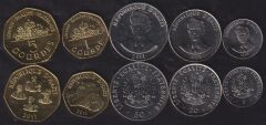 Haitİ 5 Parça Madeni Para Seti Çil 5 20 50 Cents 1 5 Gourdes 1995 2011,