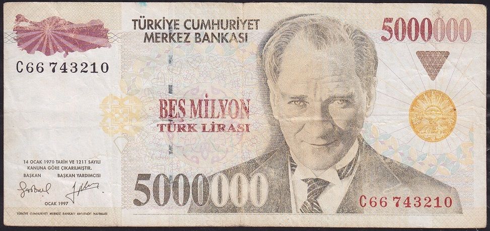 7.Emisyon 5 000 000 Lira C66 743210 Çok Temiz
