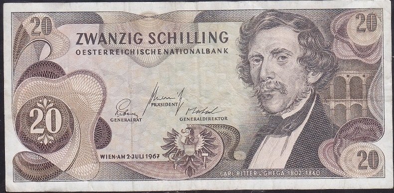 Avusturya 20 Şilin 1967 Çok Temiz +