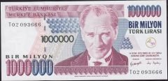 7.Emisyon 3.Tertip 1 000 000 Lira T02 093666 Çil